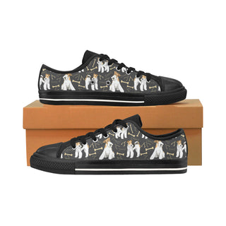 Wire Hair Fox Terrier Black Men's Classic Canvas Shoes/Large Size - TeeAmazing