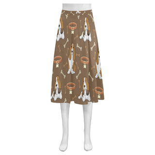 Basset Fauve Mnemosyne Women's Crepe Skirt (Model D16) - TeeAmazing