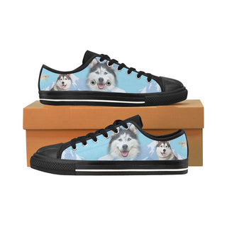 Husky Lover Black Men's Classic Canvas Shoes/Large Size - TeeAmazing