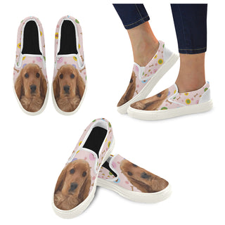 English Cocker Spaniel White Women's Slip-on Canvas Shoes - TeeAmazing