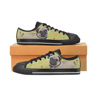 Pug Black Low Top Canvas Shoes for Kid - TeeAmazing