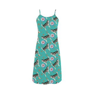 Alaskan Malamute Water Colour Pattern No.1 Alcestis Slip Dress - TeeAmazing