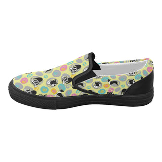 Boston Terrier Pattern Black Women's Slip-on Canvas Shoes - TeeAmazing