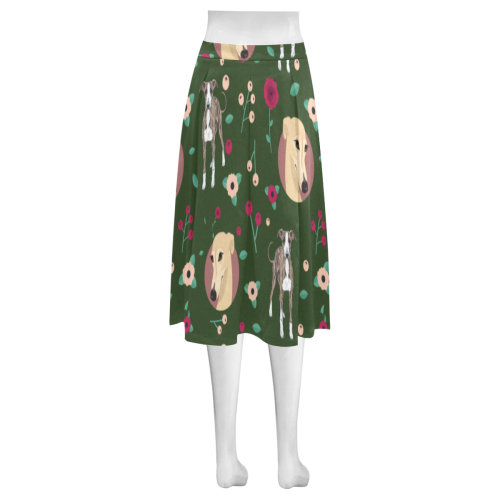 Greyhound Flower Mnemosyne Women's Crepe Skirt (Model D16) - TeeAmazing