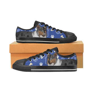 Collie Dog Black Men's Classic Canvas Shoes - TeeAmazing