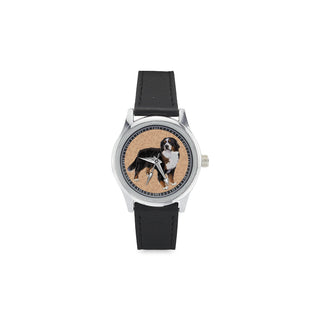 Bernese Mountain Kid's Stainless Steel Leather Strap Watch - TeeAmazing