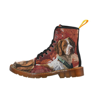 Brittany Spaniel Painting Black Boots For Men - TeeAmazing