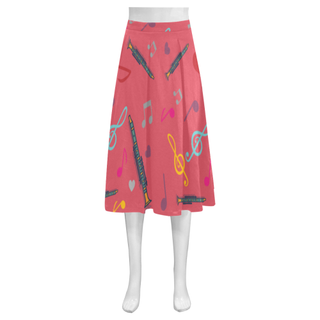 Clarinet Pattern Mnemosyne Women's Crepe Skirt (Model D16) - TeeAmazing