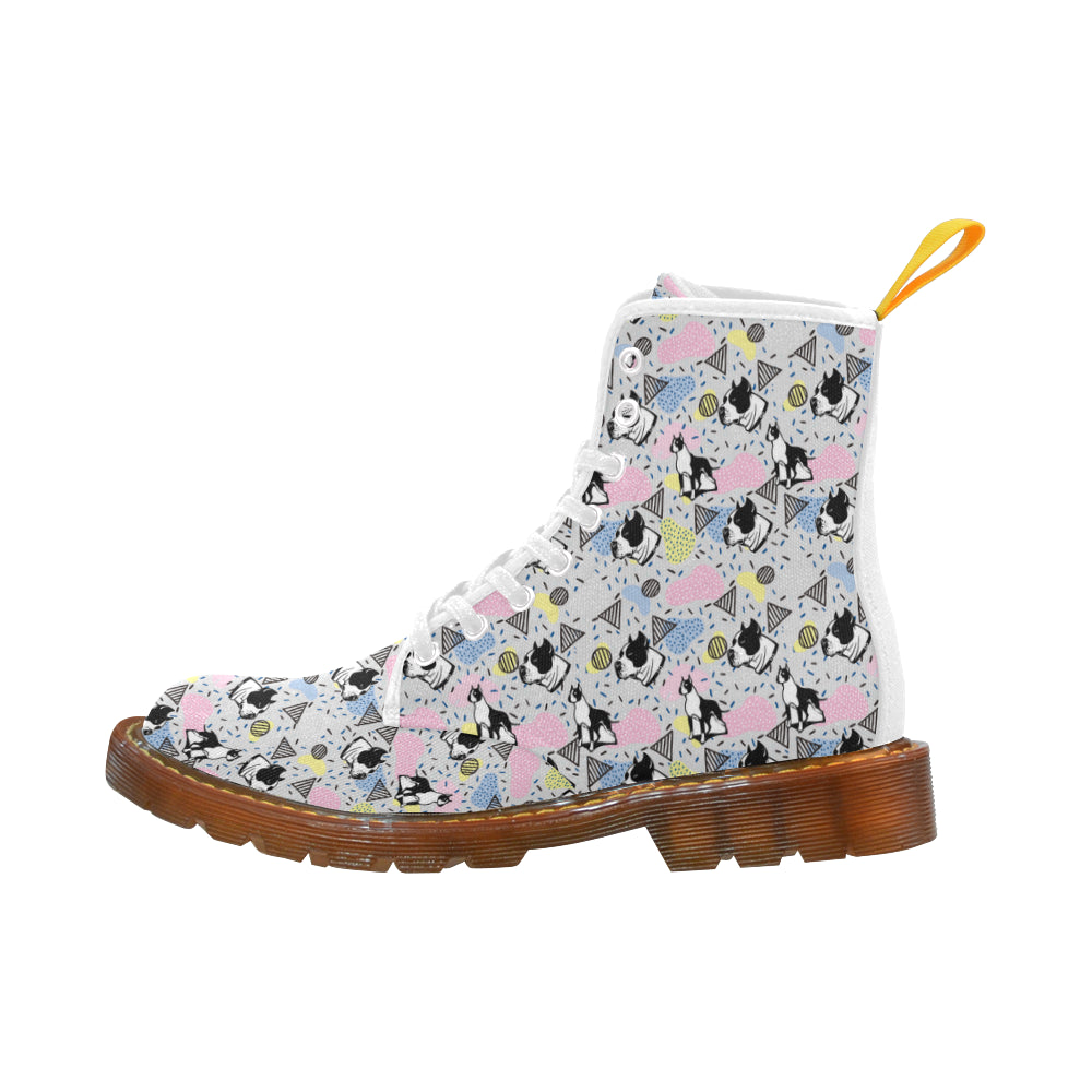 American Staffordshire Terrier Pattern White Boots For Men - TeeAmazing