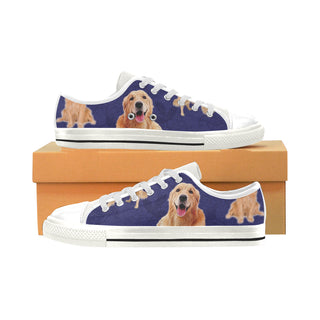 Golden Retriever Lover White Low Top Canvas Shoes for Kid - TeeAmazing