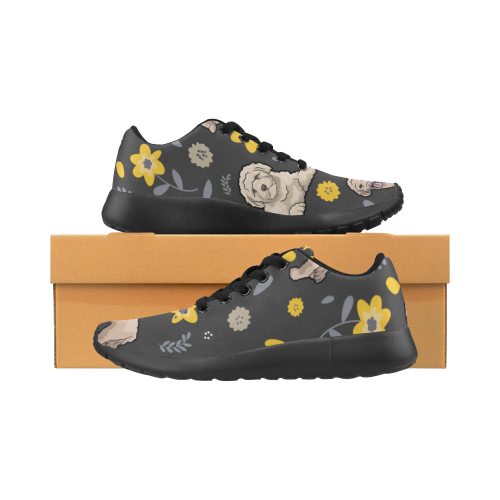 Goldendoodle Flower Black Sneakers for Women - TeeAmazing