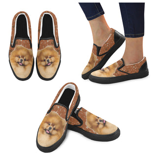 Pomeranian Dog Black Women's Slip-on Canvas Shoes - TeeAmazing