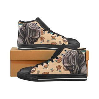 Neapolitan Mastiff Dog Black High Top Canvas Shoes for Kid - TeeAmazing