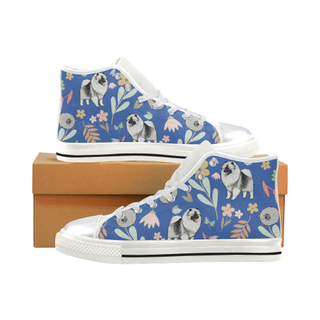 Keeshound Flower White Women's Classic High Top Canvas Shoes - TeeAmazing