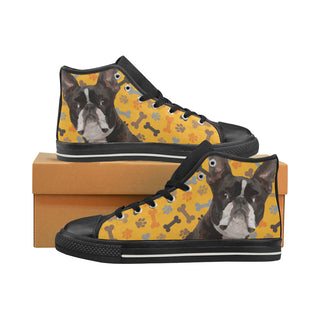 Boston Terrier Black Women's Classic High Top Canvas Shoes - TeeAmazing