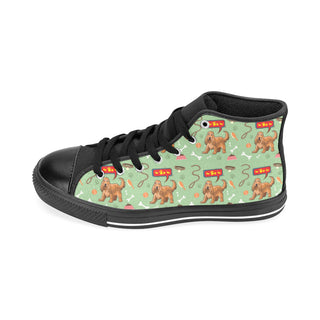 American Cocker Spaniel Pattern Black Men’s Classic High Top Canvas Shoes /Large Size - TeeAmazing