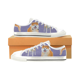 Akita Lover White Low Top Canvas Shoes for Kid - TeeAmazing