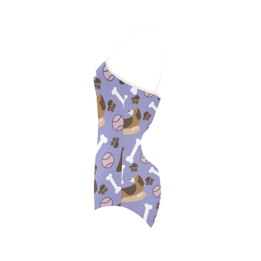 Basset Hound Pattern Strap Swimsuit - TeeAmazing