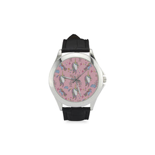 Unicorn Pattern V2 Women's Classic Leather Strap Watch - TeeAmazing