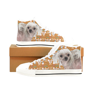 Cute Chinese Crested White Men’s Classic High Top Canvas Shoes /Large Size - TeeAmazing