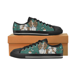 Papillon Dog Black Men's Classic Canvas Shoes/Large Size - TeeAmazing