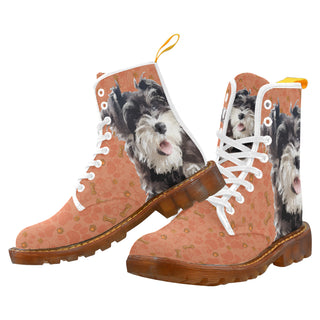 Miniature Schnauzer White Boots For Men - TeeAmazing