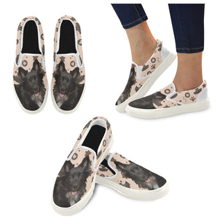 Schip-A-Pom Dog White Women's Slip-on Canvas Shoes - TeeAmazing