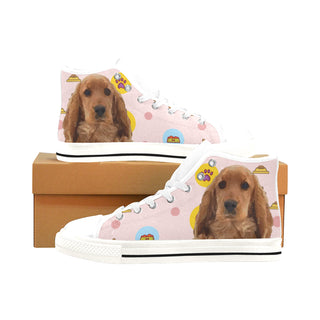 English Cocker Spaniel White Men’s Classic High Top Canvas Shoes /Large Size - TeeAmazing