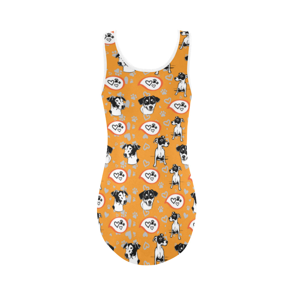 Jack Russell Terrier Pattern Vest One Piece Swimsuit - TeeAmazing