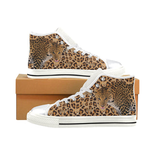 Leopard White High Top Canvas Women's Shoes/Large Size - TeeAmazing