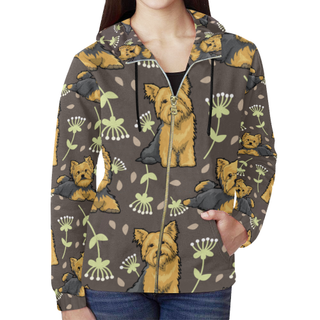 Cairn terrier Flower All Over Print Full Zip Hoodie for Women (Model H14) - TeeAmazing