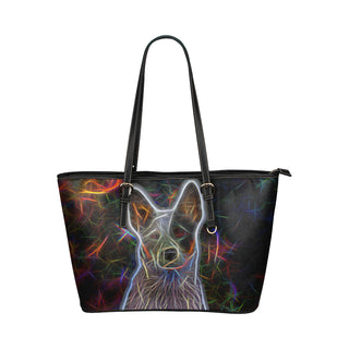 Australian Cattle Dog Glow Design 2 Leather Tote Bag/Small - TeeAmazing