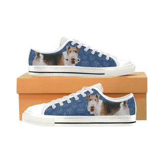 Wire Hair Fox Terrier Dog White Low Top Canvas Shoes for Kid - TeeAmazing