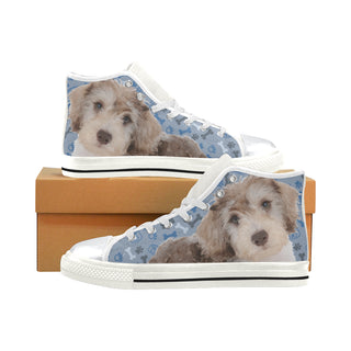 Schnoodle Dog White High Top Canvas Women's Shoes/Large Size - TeeAmazing