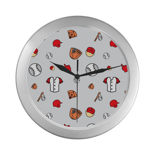Baseball Pattern Silver Color Wall Clock - TeeAmazing