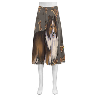 Shetland Sheepdog Dog Mnemosyne Women's Crepe Skirt (Model D16) - TeeAmazing
