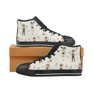 Zoo Keeper Pattern Black High Top Canvas Shoes for Kid - TeeAmazing