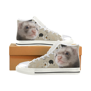 Ferret White Women's Classic High Top Canvas Shoes - TeeAmazing