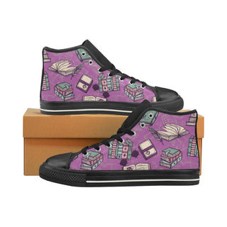 Book Lover Black High Top Canvas Shoes for Kid - TeeAmazing