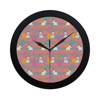 Scottish Terrier Pattern Black Circular Plastic Wall clock - TeeAmazing