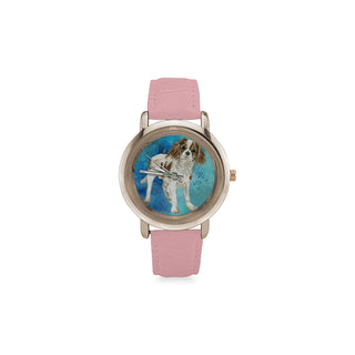 Cavalier King Charles Spaniel Water Colour No.1 Women's Rose Gold Leather Strap Watch - TeeAmazing