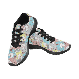 Poodle Pattern Black Sneakers for Women - TeeAmazing