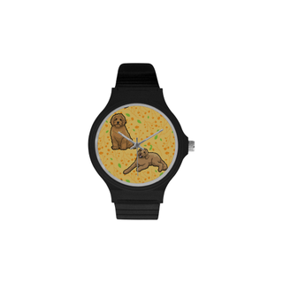 Australian Goldendoodle Flower Unisex Round Plastic Watch(Model 302) - TeeAmazing