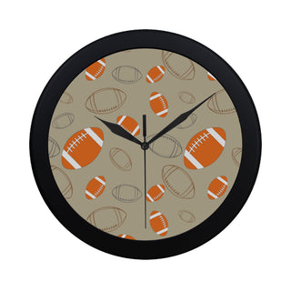 Rugby Pattern Black Circular Plastic Wall clock - TeeAmazing