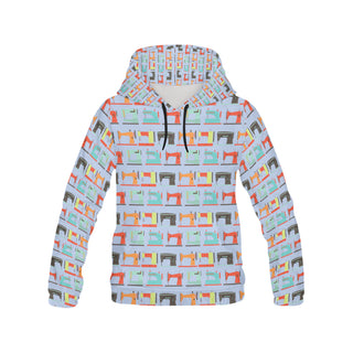 Sewing Machine Pattern All Over Print Hoodie for Women - TeeAmazing