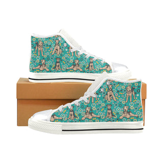 Airedale Terrier Pattern White High Top Canvas Shoes for Kid - TeeAmazing