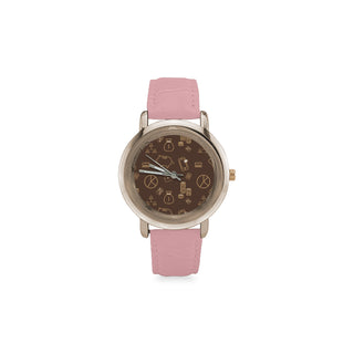 Accountant Pattern Women's Rose Gold Leather Strap Watch - TeeAmazing