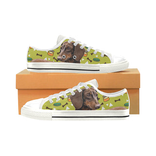 Dachshund White Low Top Canvas Shoes for Kid - TeeAmazing