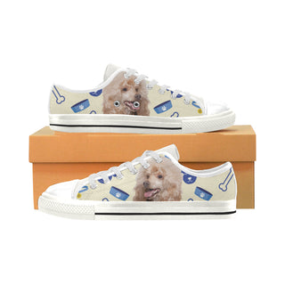 Poodle Dog White Low Top Canvas Shoes for Kid - TeeAmazing