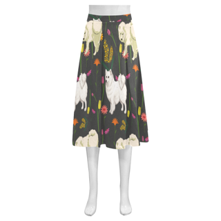 American Eskimo Dog Flower Mnemosyne Women's Crepe Skirt (Model D16) - TeeAmazing